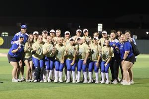 Panther Softball team poses for a team photo after clinching District 9-4A