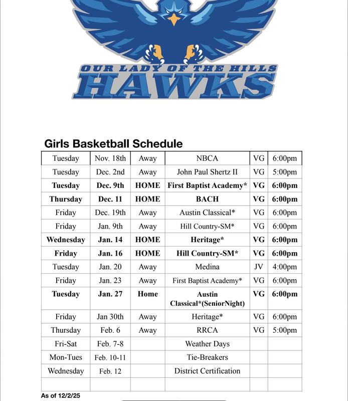 Girls Basketball Schedule 2025-2026 Featured Photo