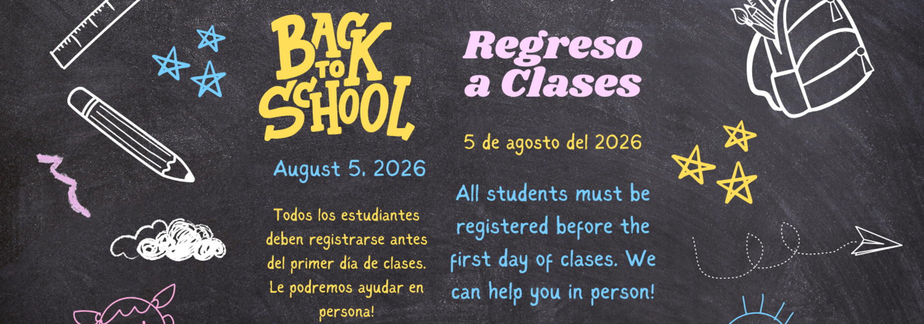 Flier announcing back to school August 5, 2026