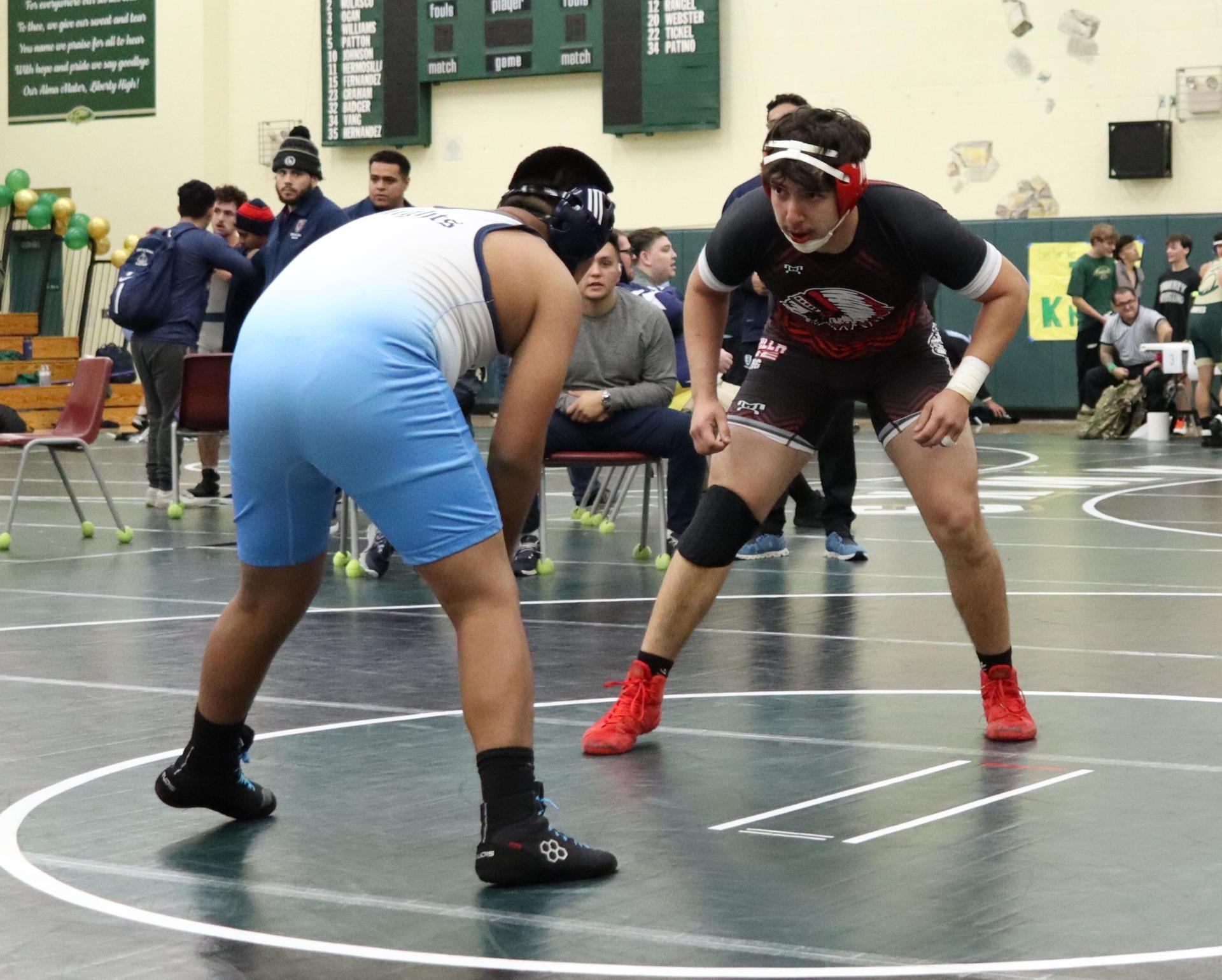 wrestlers in action at the Hawks invitational