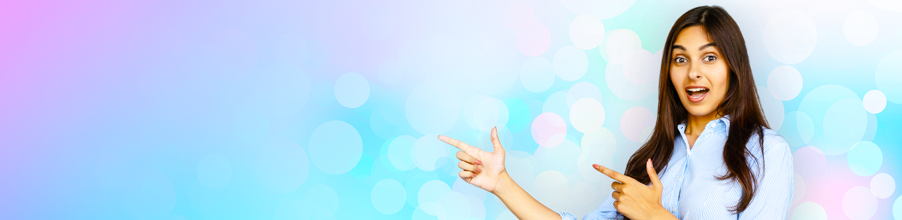 woman pointing to the site name