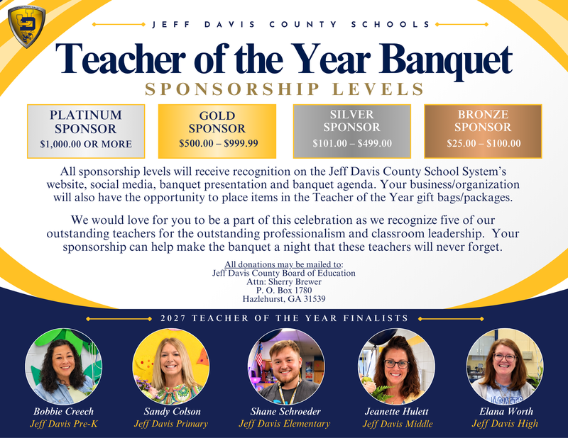 Jeff Davis County Schools Teacher of the Year Information