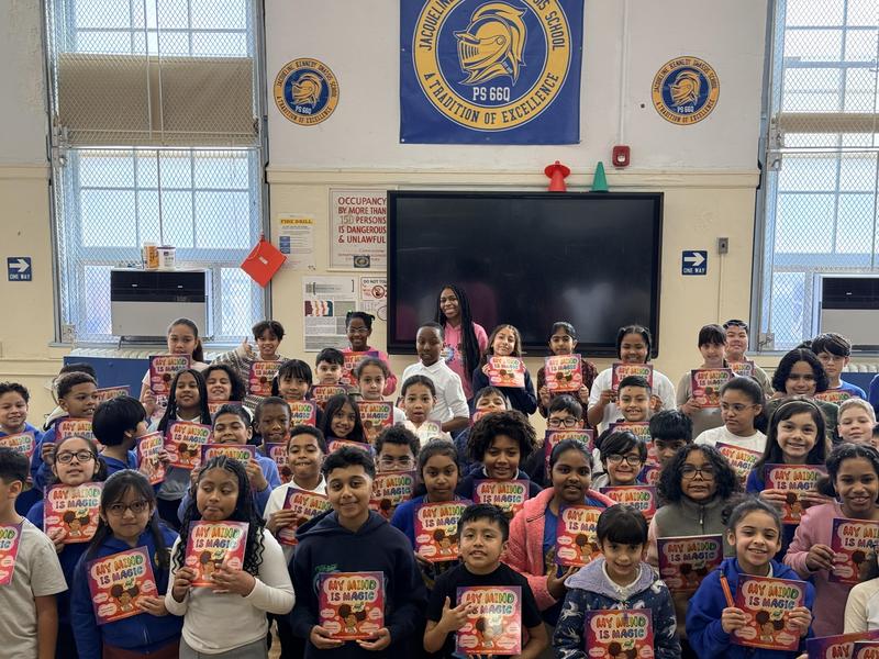 Students meeting a published book author