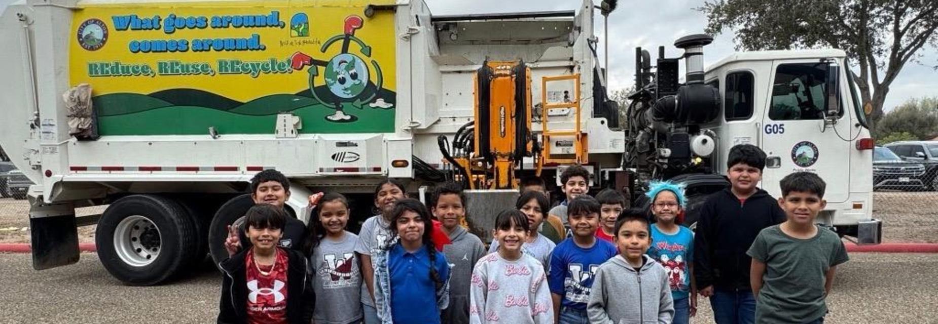 2nd grade with recycle truck
