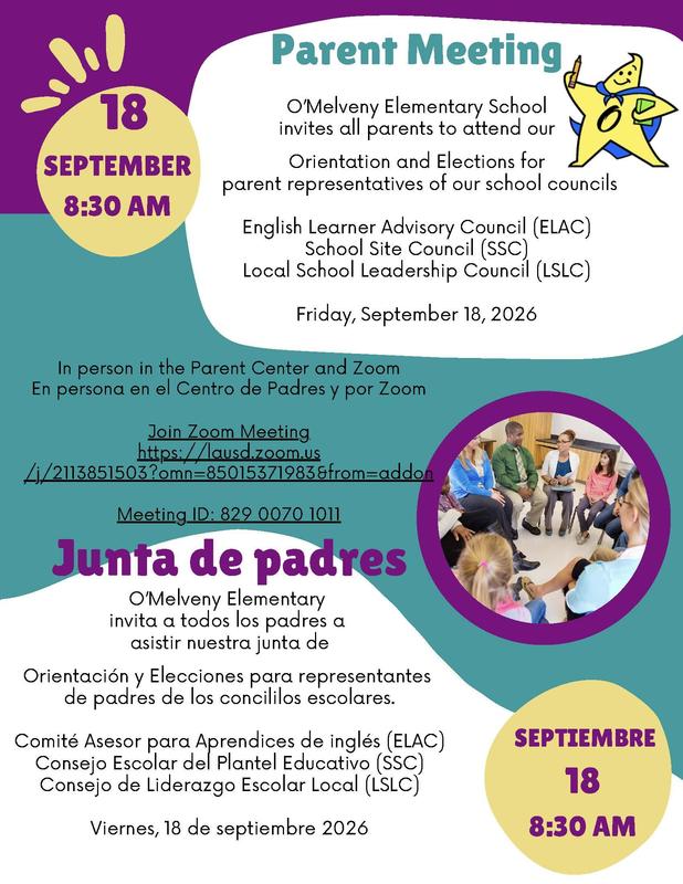 Parent Meeting council elections on friday september 18th