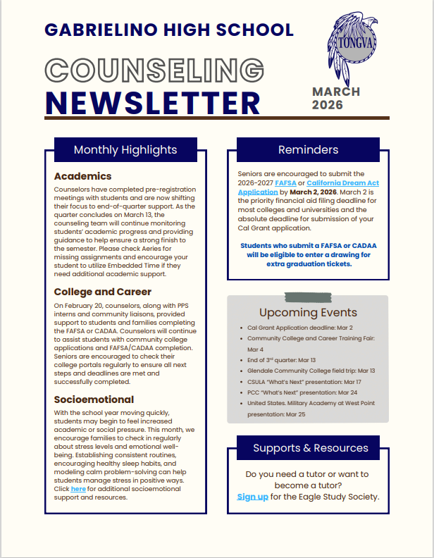 March Counseling Newsletter 2026