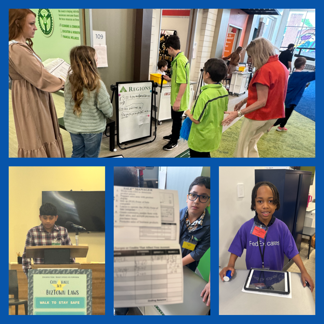 Students present projects, practice civic roles, and explore hands-on learning activities.