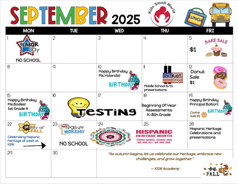 September Calendar with events
