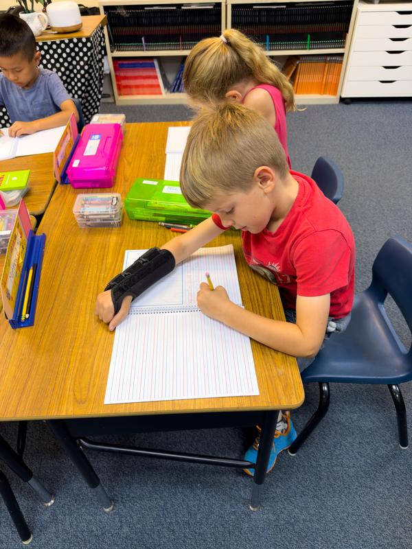 Student completing class assignment