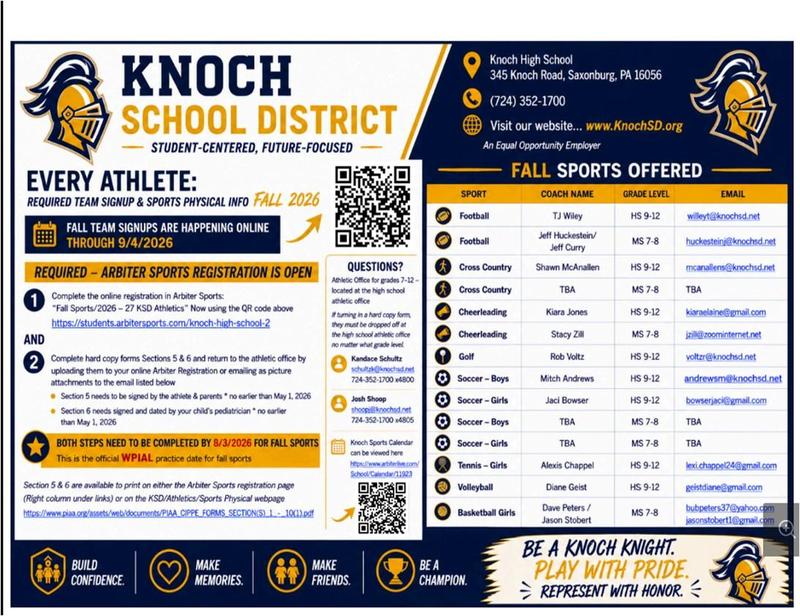 athletic registration information and qr code