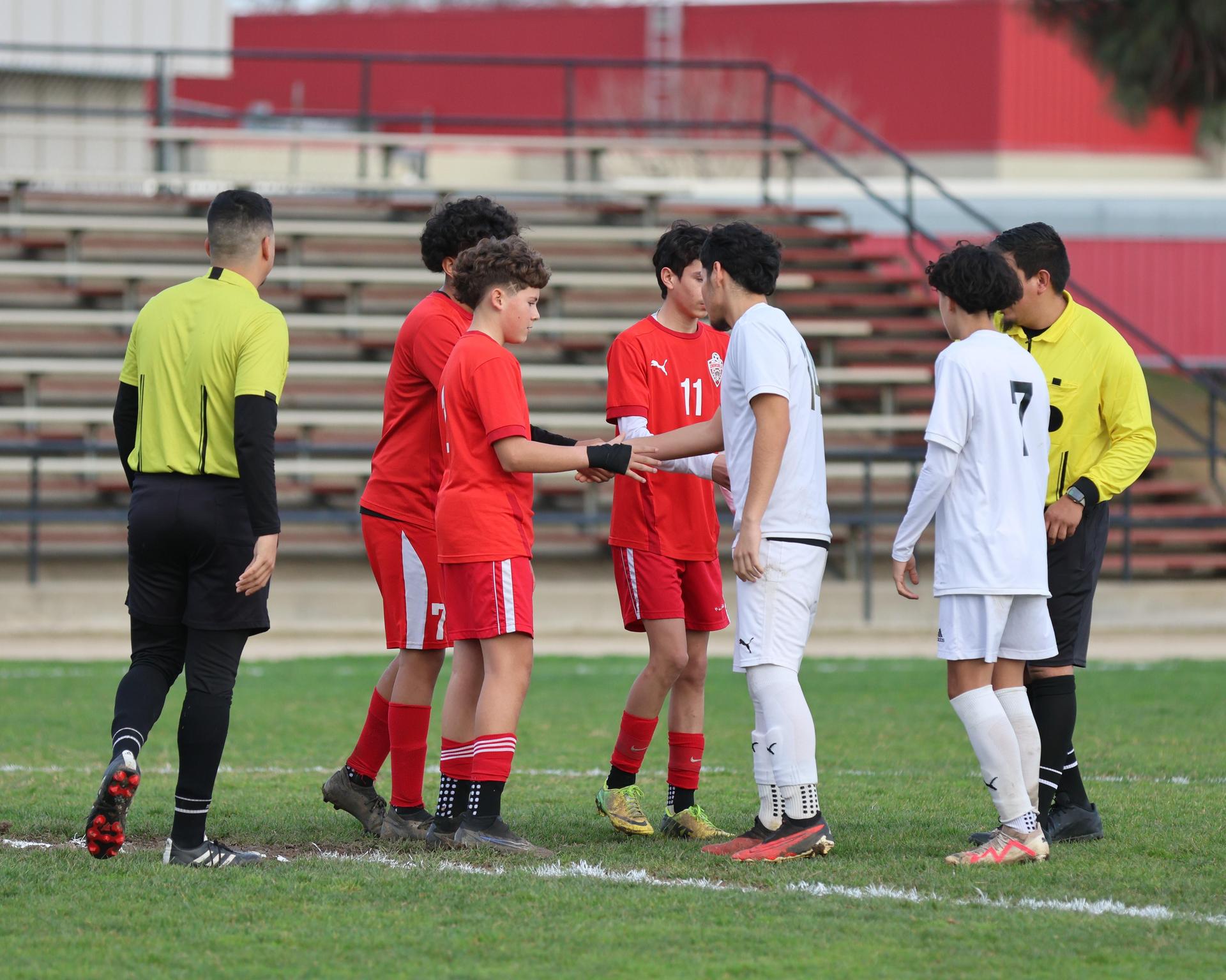 junior varsity boys playing soccer against washington union