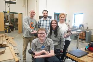 Dayne Fletke, Kristi Palmbos and Nathan Boersma are pictured with Merritt Matrix founders Jordan and Kenan Smith.