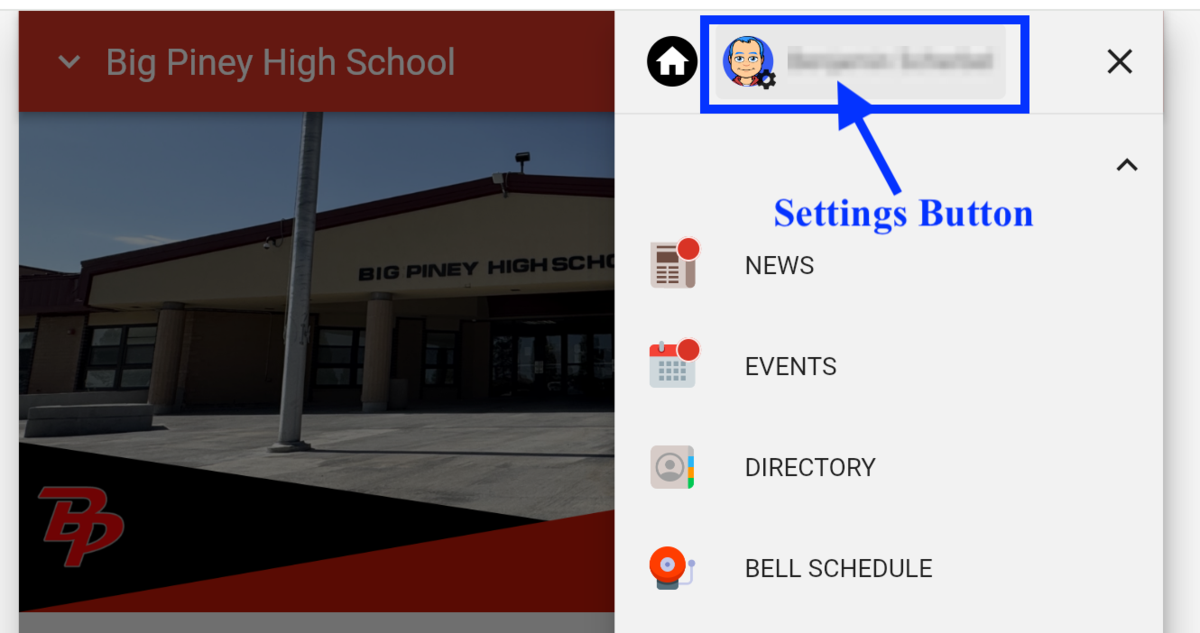 App with Settings Button