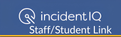 Staff/Student Link and a white circular image on a blue background with Incident IQ text