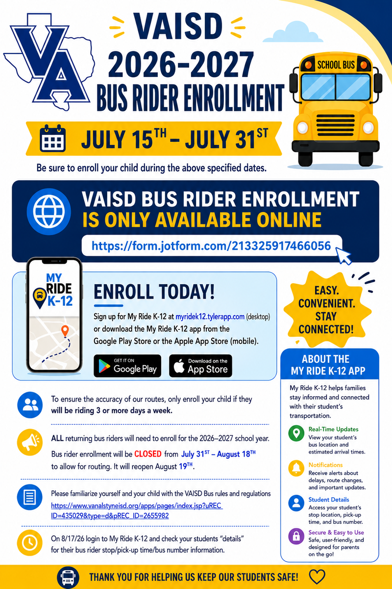 Reminder: Keep Up with Your Student’s Bus with My Ride K-12 Thumbnail Image