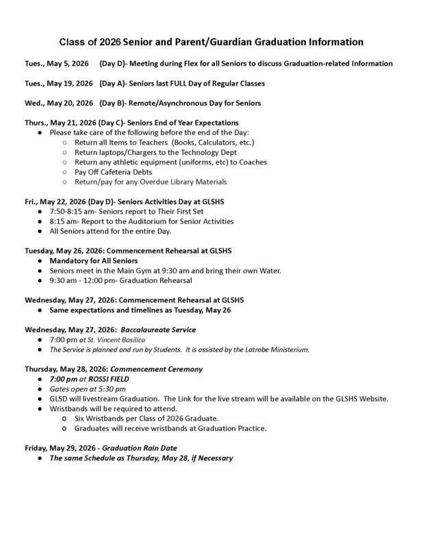 Class of 2026 Senior and Parent/Guardian Graduation Information Featured Photo