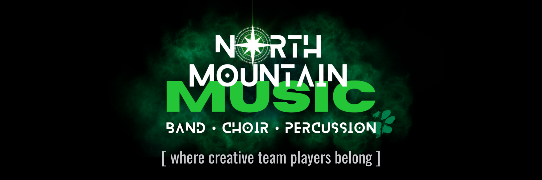 NMMS Music Logo with text: Band, Choir, Percussion and "where creative team players belong"