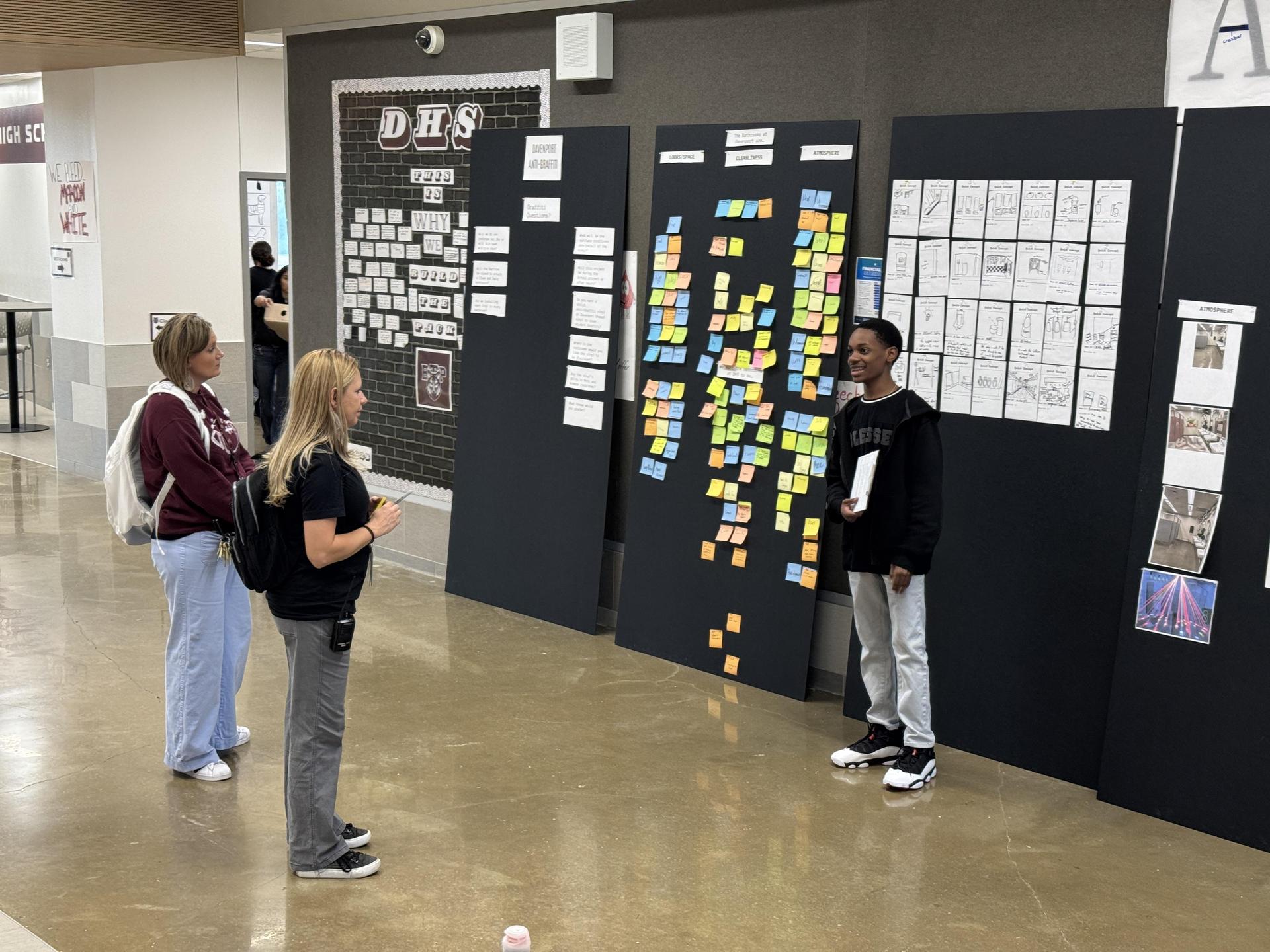 Students working on a project with administration on redesigning the bathrooms