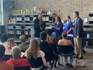 A student is recognized at the Temple HS Advanced Academics awards ceremony