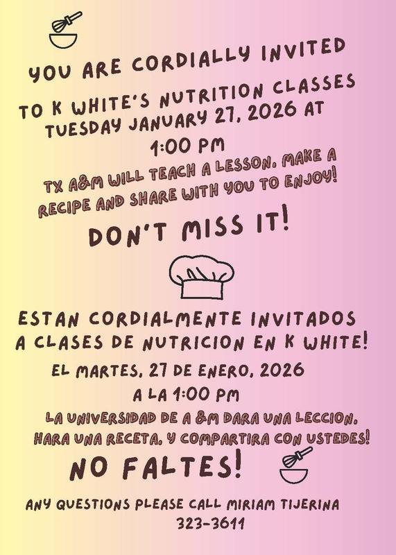 K.White JHS Nutrition Classes!