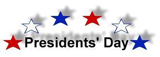Presidents' Day Wording with Red and Blue Stars