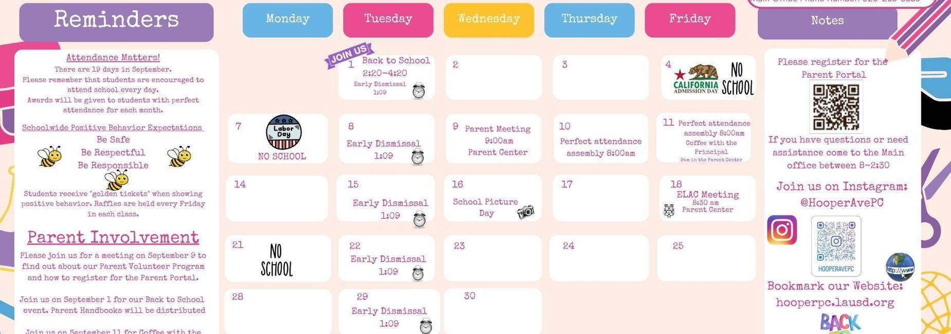Sept parent calendar