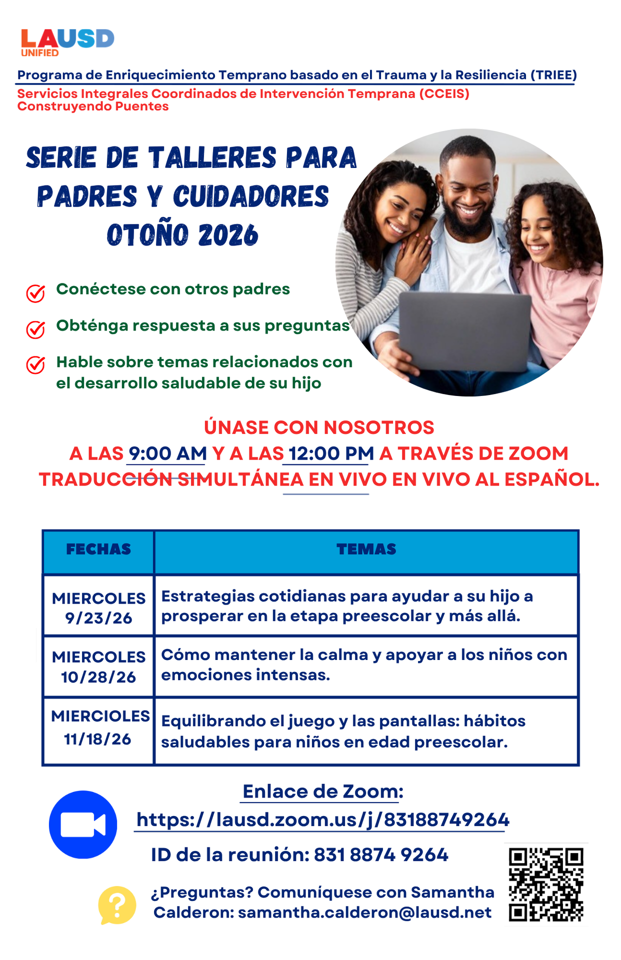 Parent Workshops Fall 2026 (Spanish)