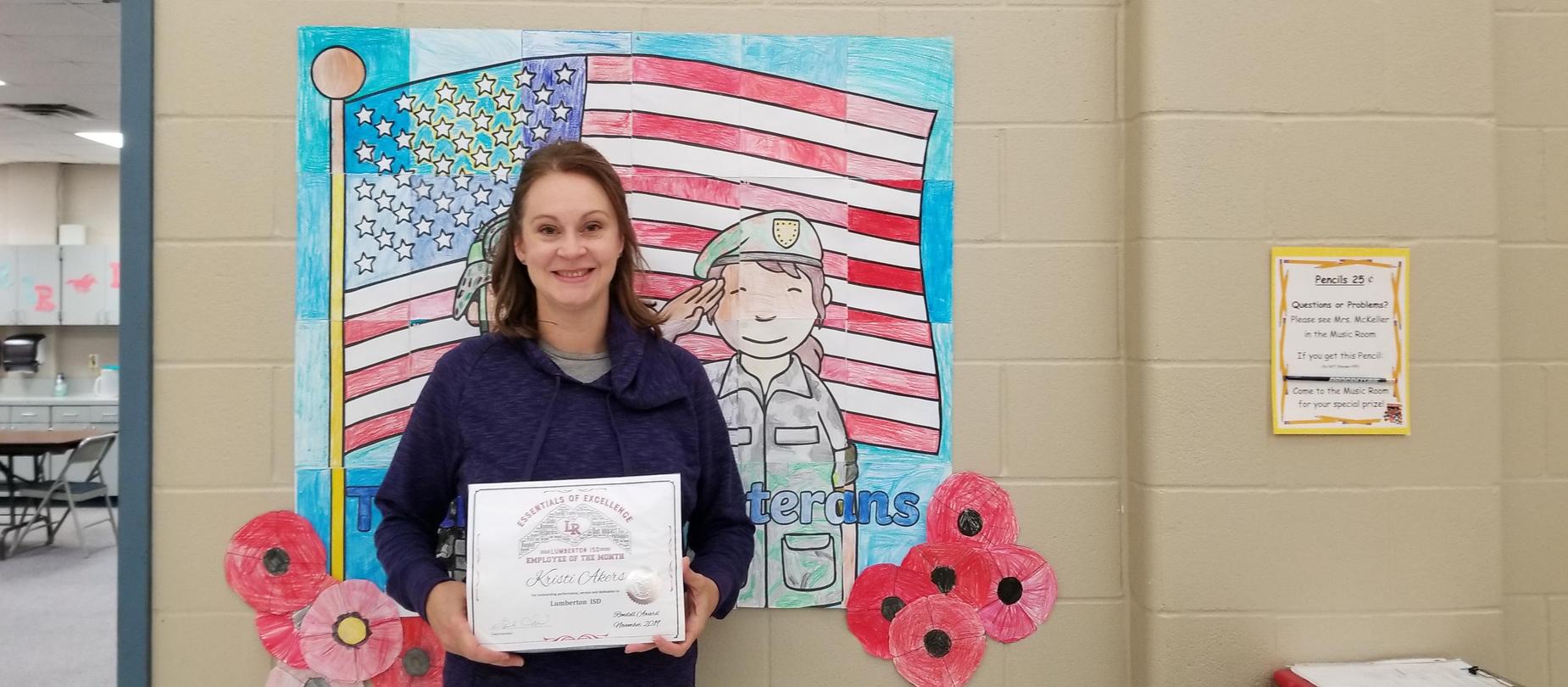 Employee of the Month Kristi Akers