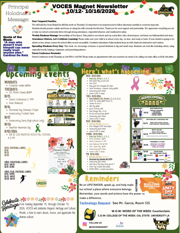 weekly newsletter oct. 12-16