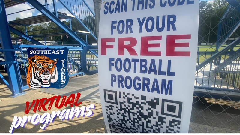 Southeast High School Football Virtual Program Graphic with football bleachers background