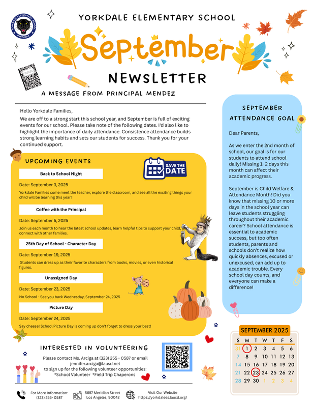 Upcoming Events for September