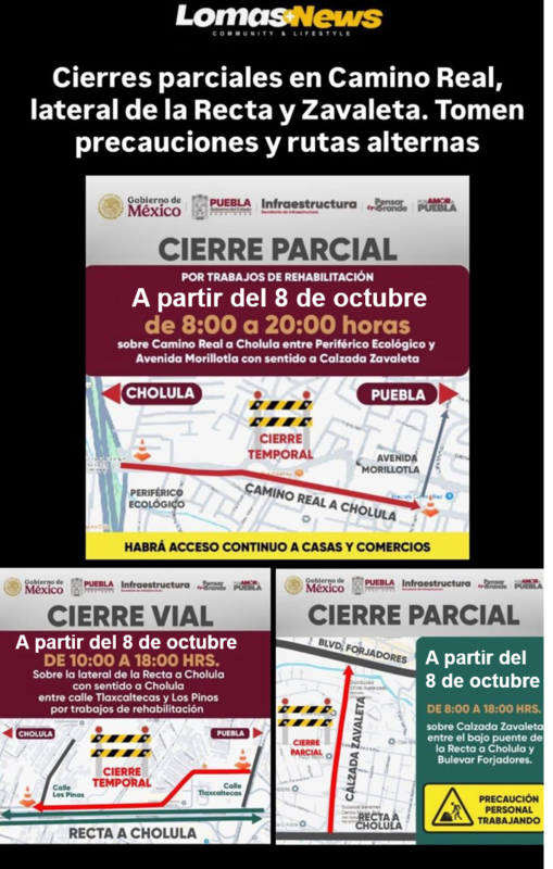 Cierres Viales a partir del 8 de octubre