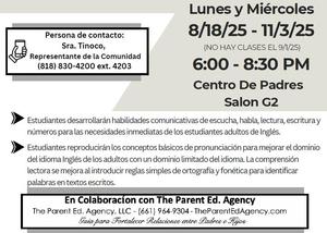 evening ESL classes flyer