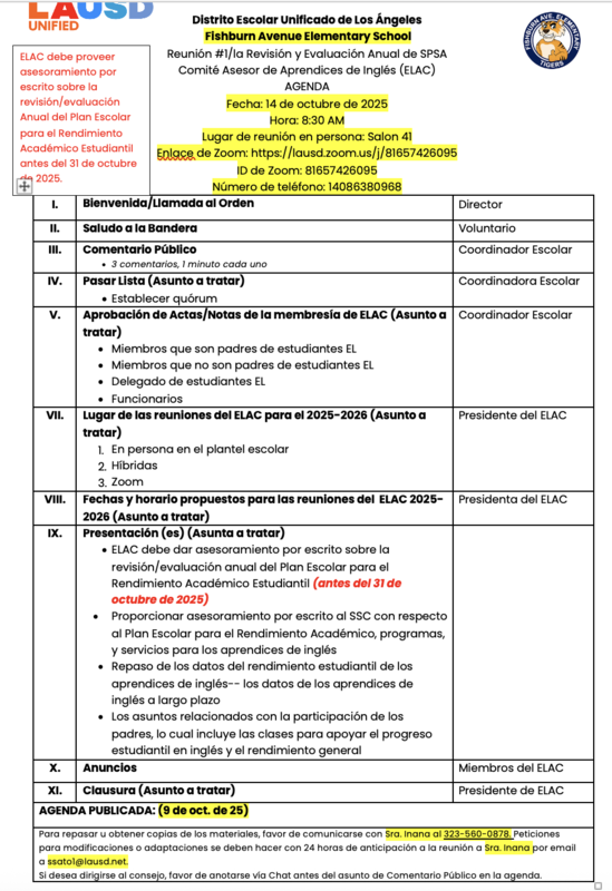 agenda spanish