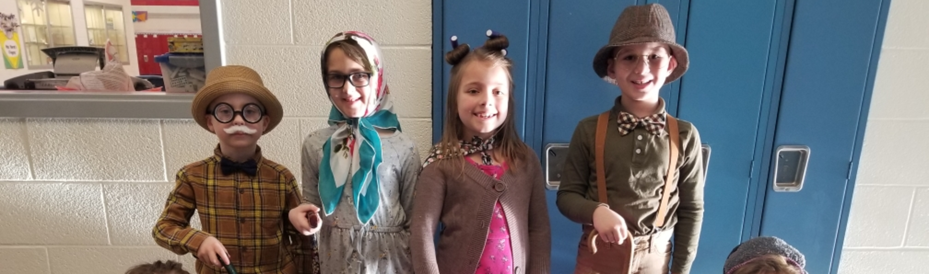 Mrs. Weyandt's first graders dressed like they were 100 years old!