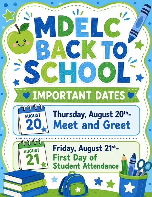 MDELC Back to School Dates