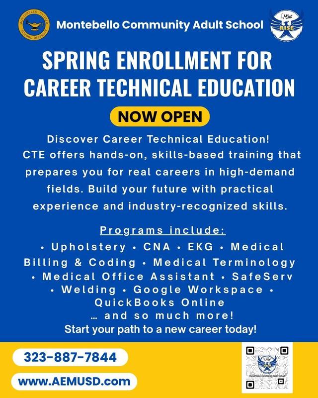 MUSD Adult Education Spring Enrollment Flyer 2025