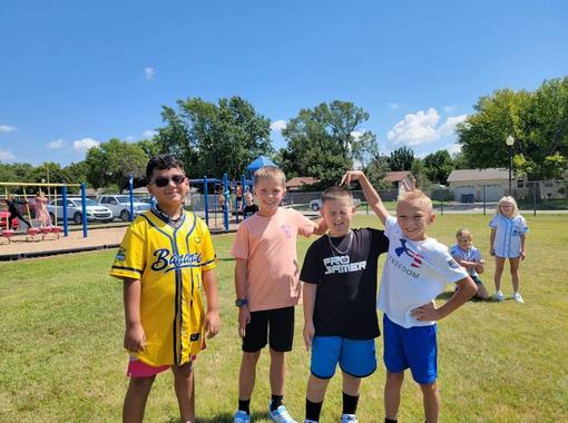Students outside on the playground in August 2025.