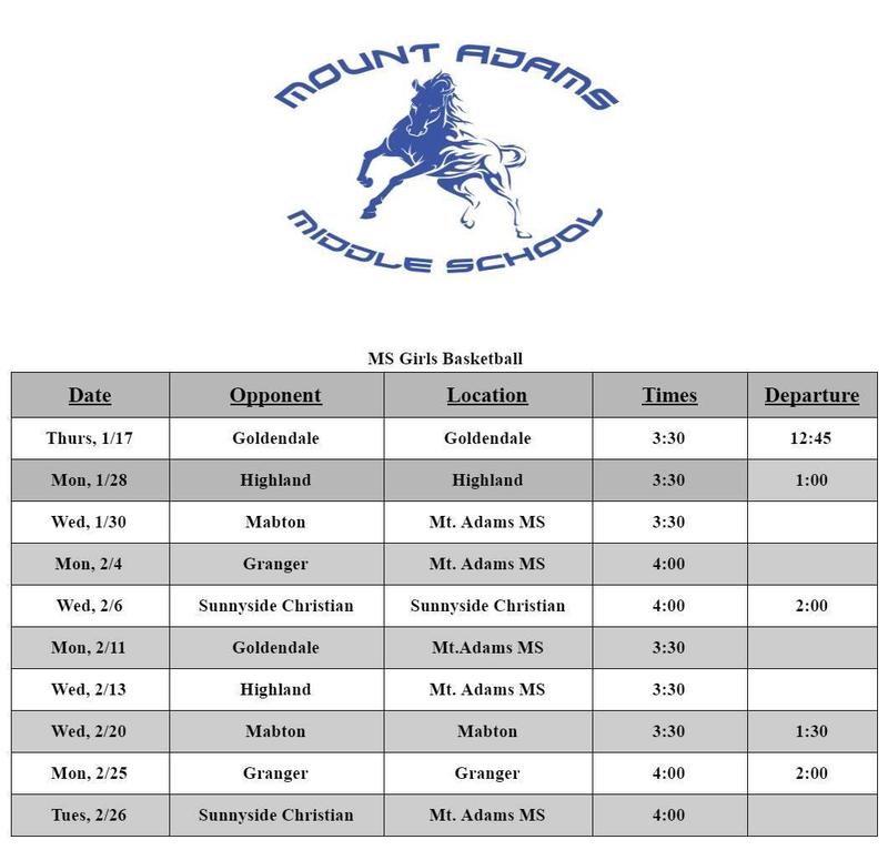 MS Girls Basketball Schedule