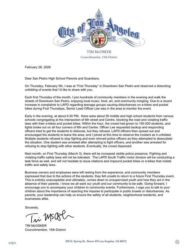 Tim McOsker Letter