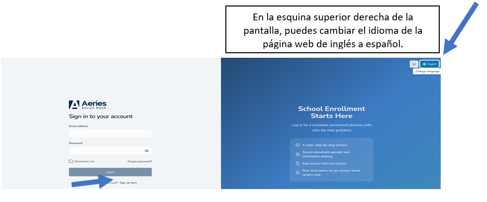 login page instruction