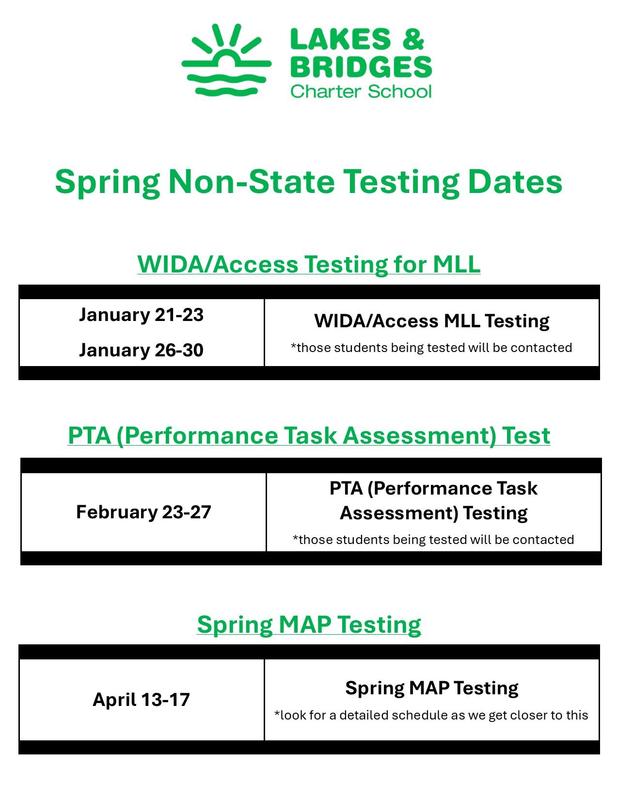 Spring Non-State Testing Dates