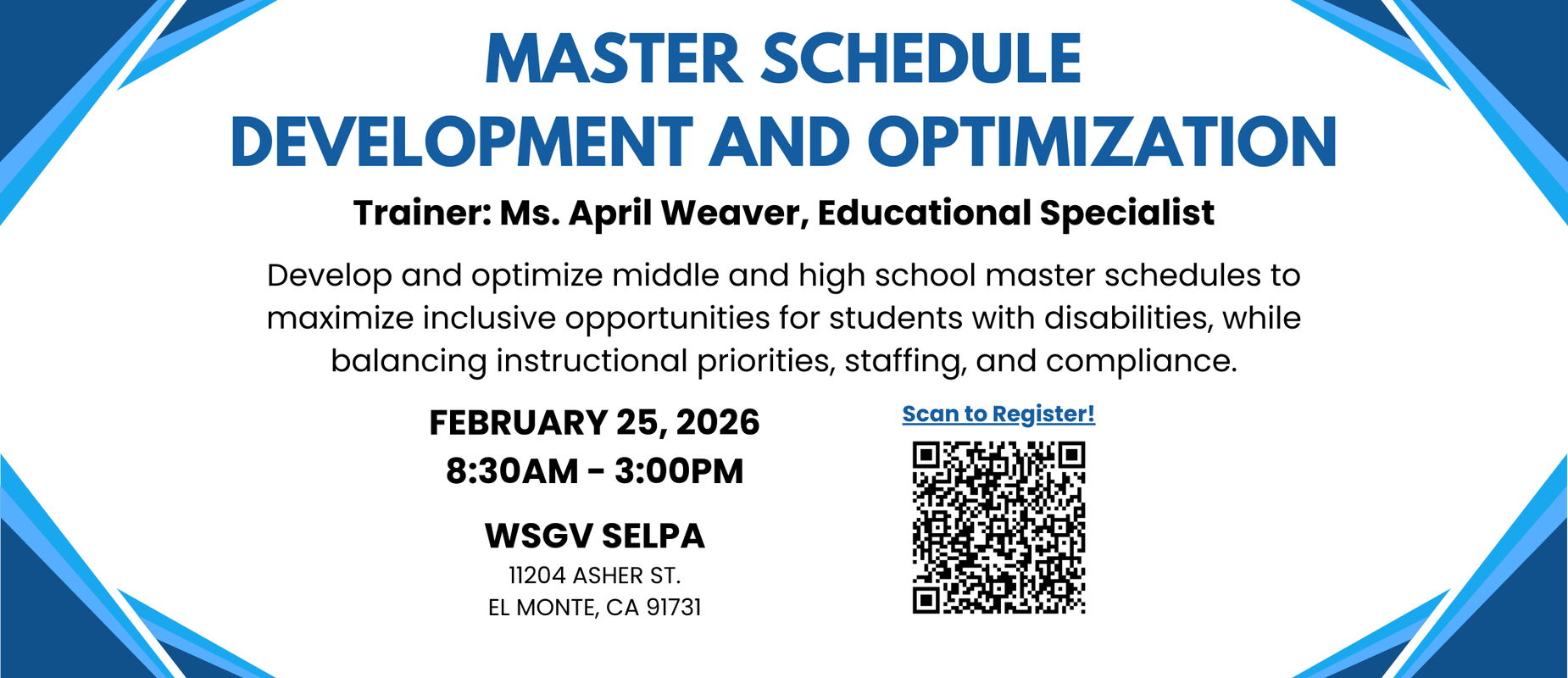 Master Schedule Development and Optimization