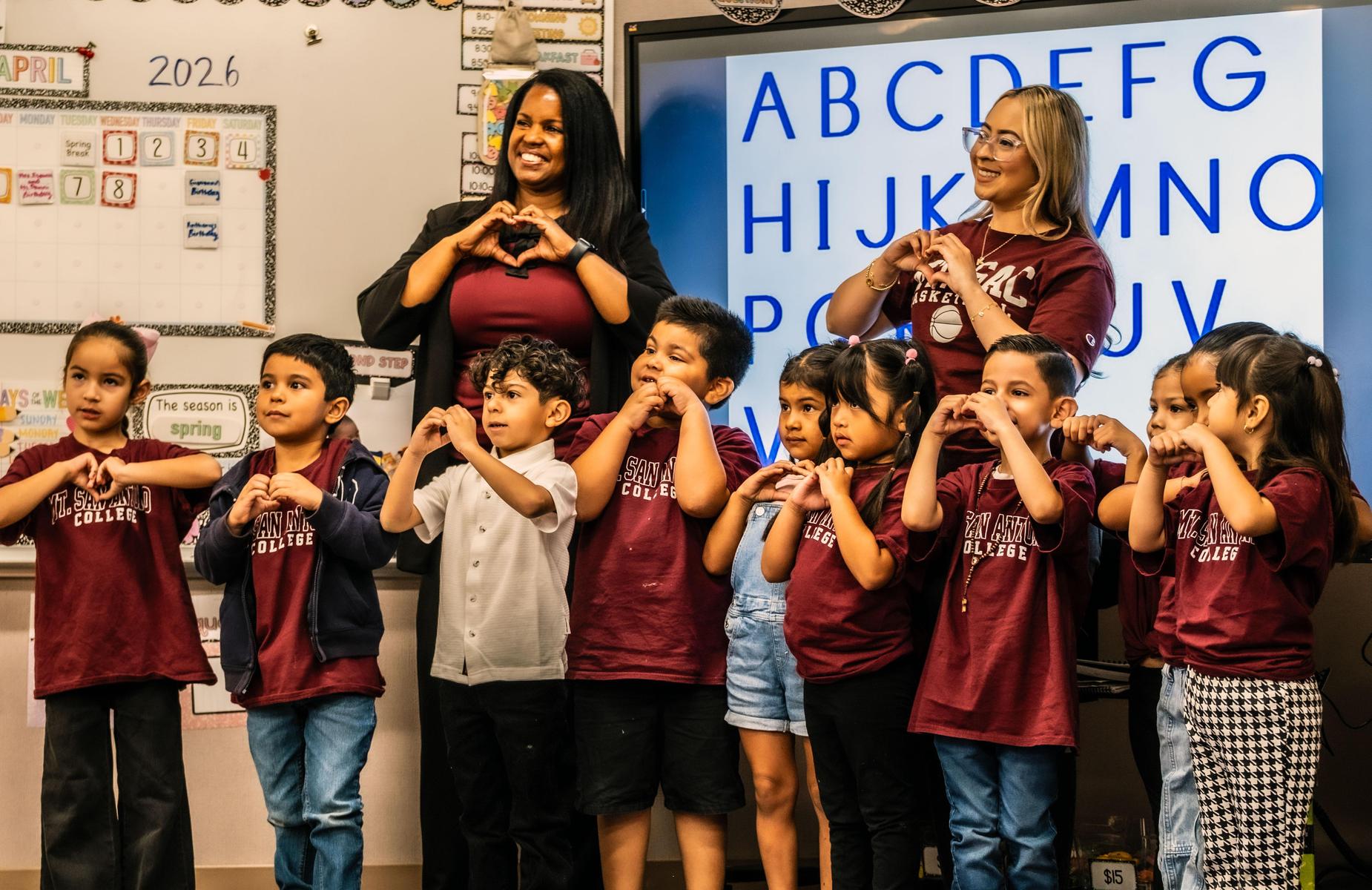 Mt. San Antonio College donated shirts to a TK class at Vejar Elementary School.
