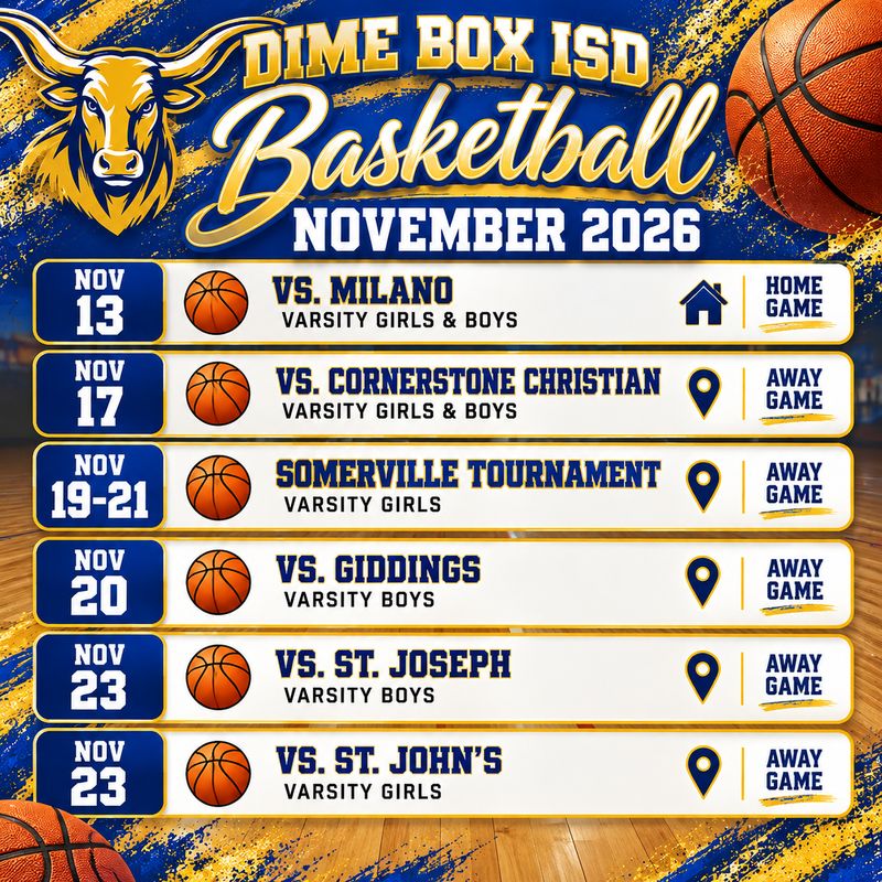 🏀 Dime Box Longhorns are gearing up for an exciting November on the court! 💙 Thumbnail Image