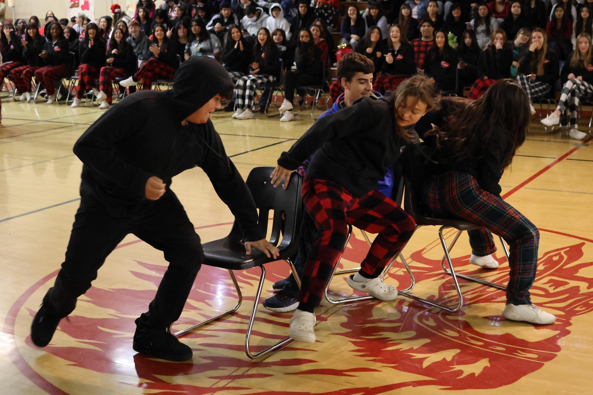 students playing jingle ball shootout