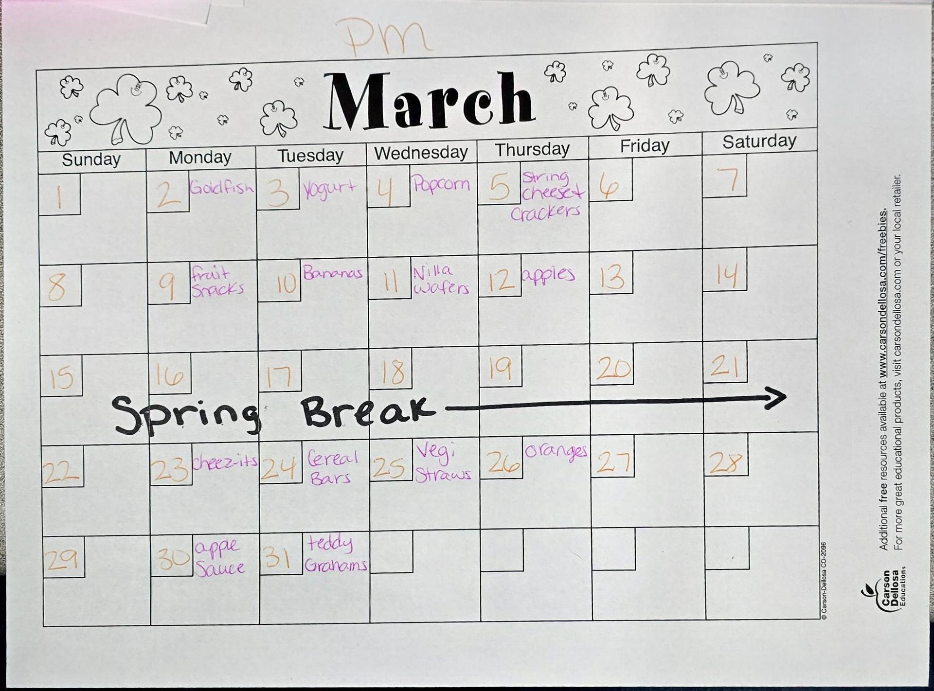 snack schedule