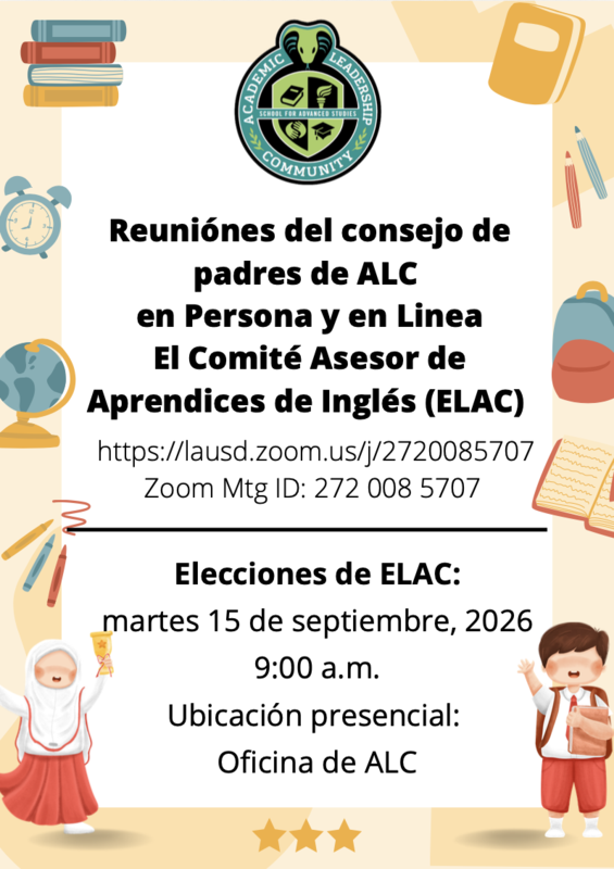 In Person and Online: English Learner Advisory Council (ELAC)