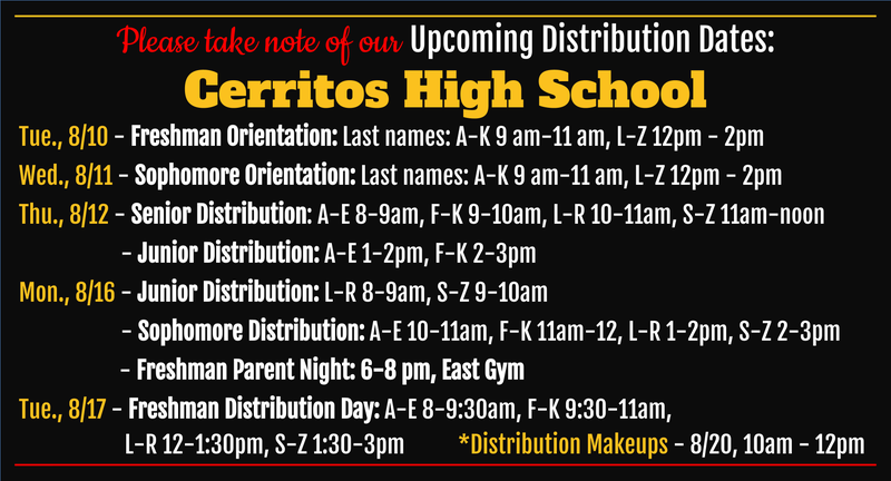 Just a little over a month before school starts! Save the dates for these important events. Notice that if you miss any of the dates for distribution/lockers the makeup for all grades is on August 20th.