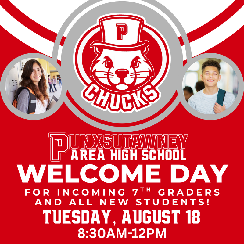 red and white background with Chucks logo and PAHS banner logo